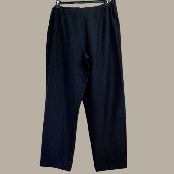 Plaza South Black Linen Tapered Pants Sz 18 Minimalist Slit Hem - Picture 4 of 12